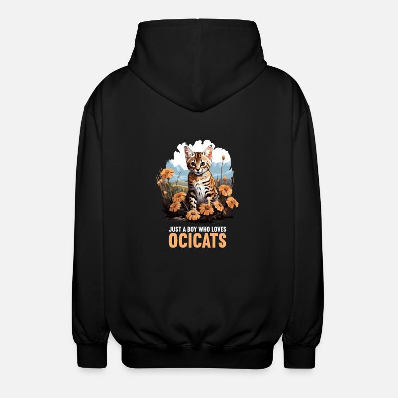 Ocicat Kitten Ocicat Cat - Unisex Hooded Jacket - black