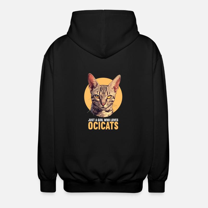 Ocicat Kitten Ocicat Cat - Unisex Hooded Jacket - black