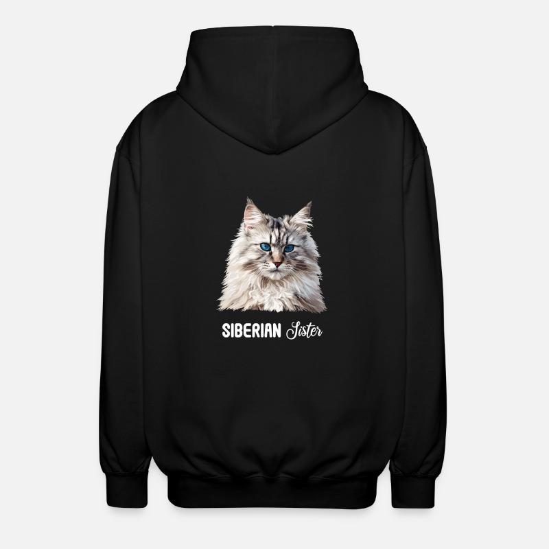 Siberian Cat Sibirische Katze - Unisex Hooded Jacket - black