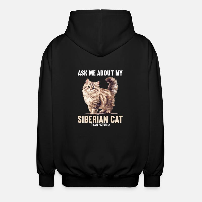 Siberian Cat Sibirische Katze - Unisex Hooded Jacket - black