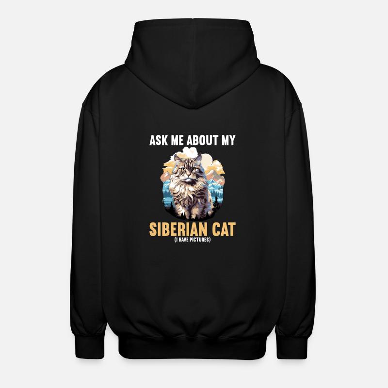 Siberian Cat Sibirische Katze - Unisex Hooded Jacket - black