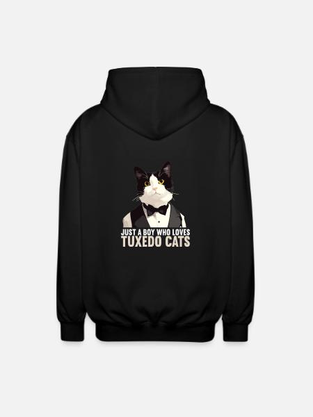 Tuxedo Kitten Tuxedo Cat - Unisex Hooded Jacket - black
