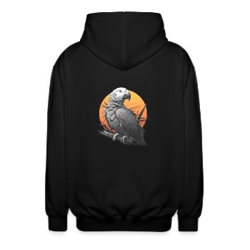 Graupapageien Graupapagei - Unisex Kapuzenjacke - Schwarz - Hinten - AI Model Male 185 light (185cm)