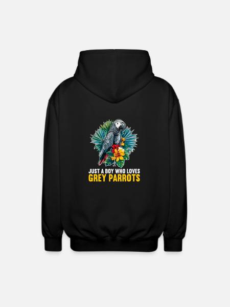 African grey parrots - Unisex Hooded Jacket - black