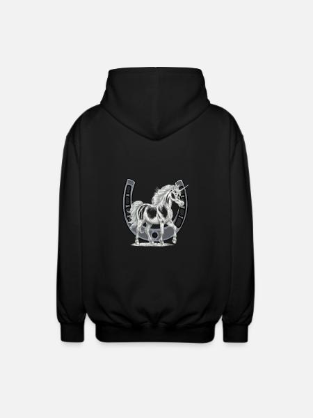 Hoefijzer Eenhoorn Eenhoorns Paard Paarden - Uniseks zip hoodie - zwart