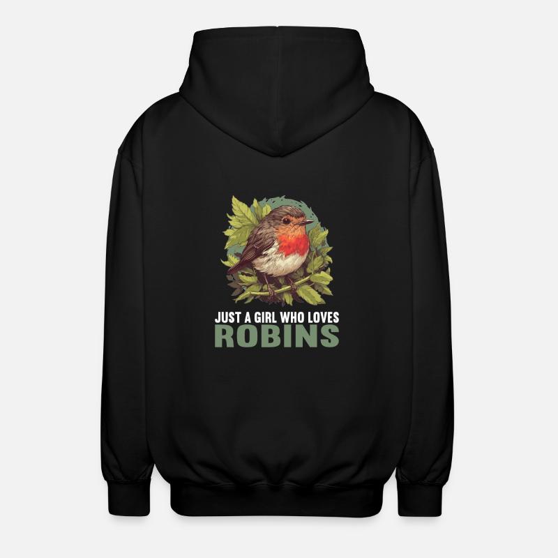 Robin Rotkehlchen - Unisex Kapuzenjacke - Schwarz