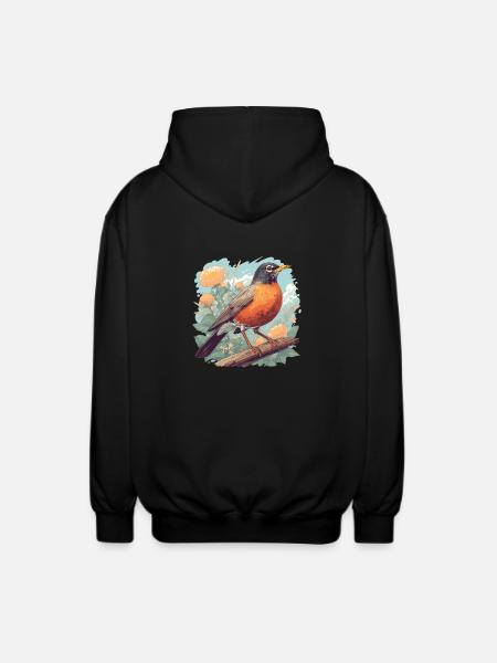 Robin Rotkehlchen - Unisex Hooded Jacket - black