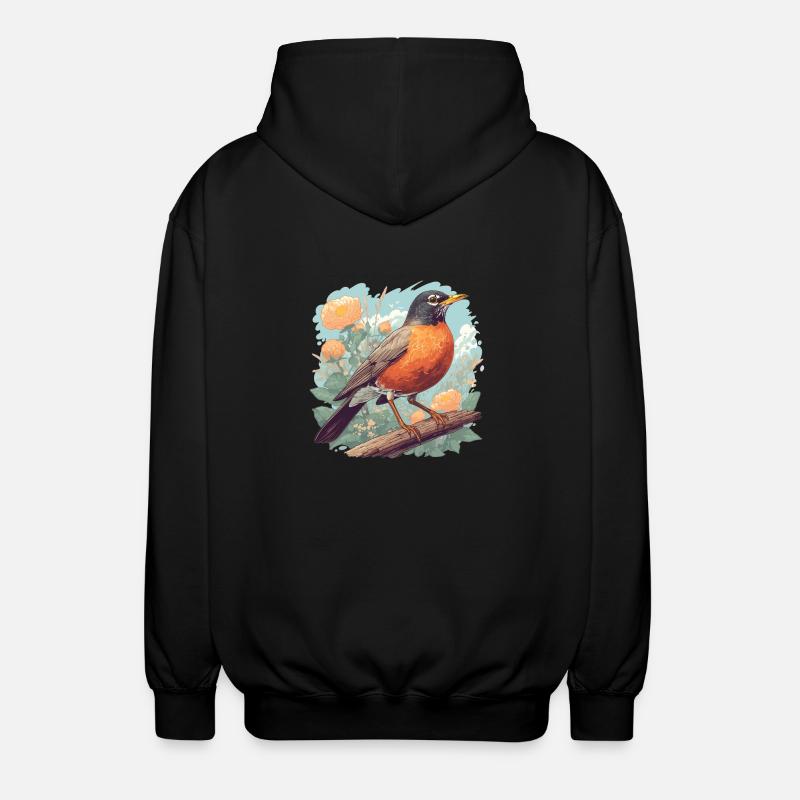 Robin Rotkehlchen - Unisex Hooded Jacket - black