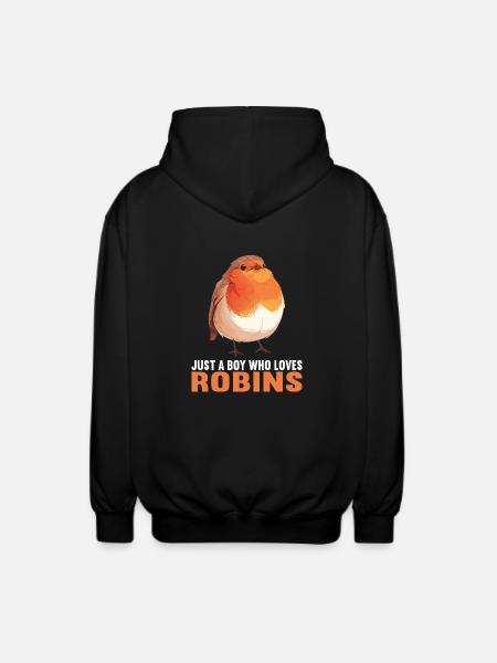 Robin Rotkehlchen - Unisex Kapuzenjacke - Schwarz