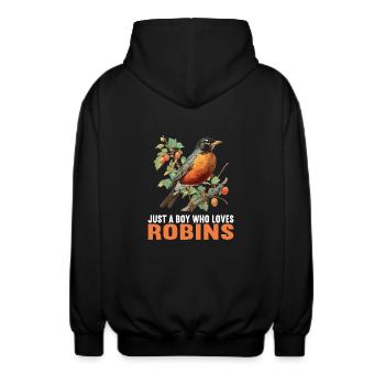Robin Rotkehlchen - Unisex Kapuzenjacke - Schwarz - Hinten - AI Model Male 185 light (185cm)
