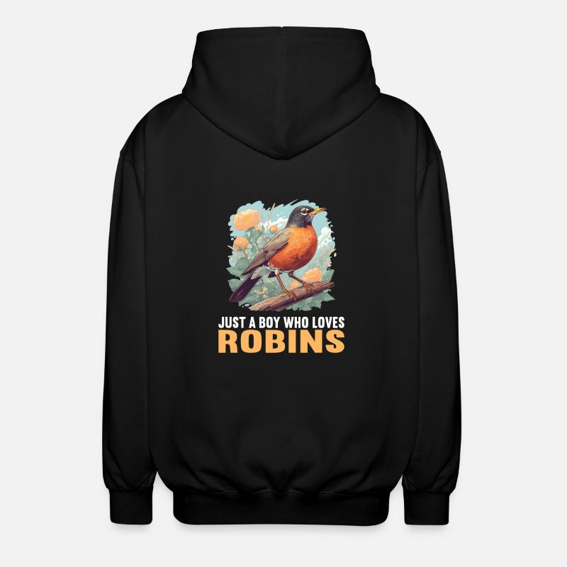Robin Rotkehlchen - Unisex Kapuzenjacke - Schwarz