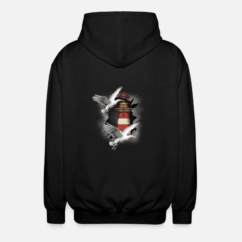 Lighthouses Lighthouse Seagull Seagulls - Unisex Hooded Jacket - black