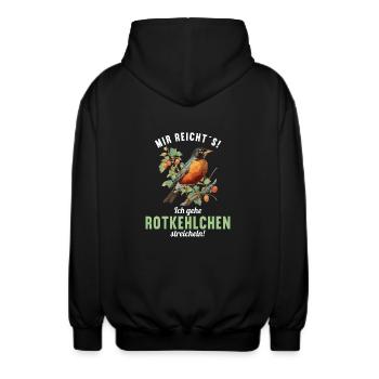 Robin Rotkehlchen - Unisex Kapuzenjacke - Schwarz - Hinten - AI Model Male 185 light (185cm)