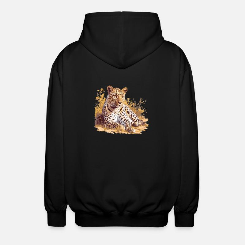Leoparden Leopard - Unisex Kapuzenjacke - Schwarz