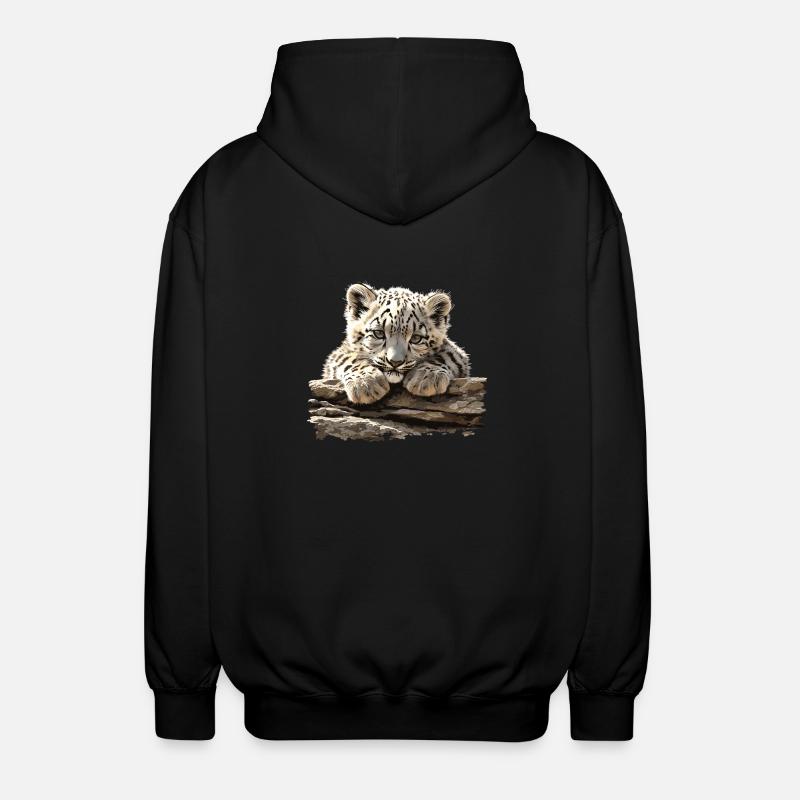 Snow Leopard Schneeleoparden Schneeleopard - Unisex Kapuzenjacke - Schwarz