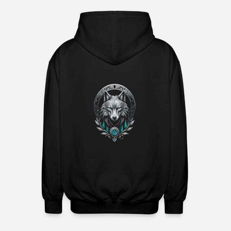 Mittelalterlicher Polarwolf - Unisex Kapuzenjacke - Schwarz