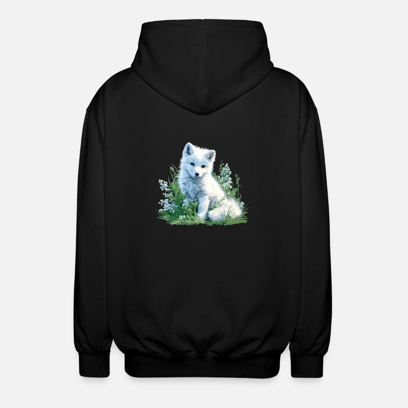 Renard arctique Polarfüchse Polarfuchs - Veste à capuche unisexe - noir