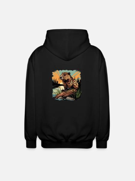 Beaver Biber - Unisex Kapuzenjacke - Schwarz
