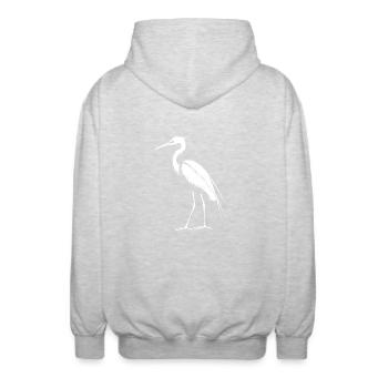Heron Reiher - Unisex Kapuzenjacke - Hellgrau meliert - Hinten - AI Model Male 185 light (185cm)