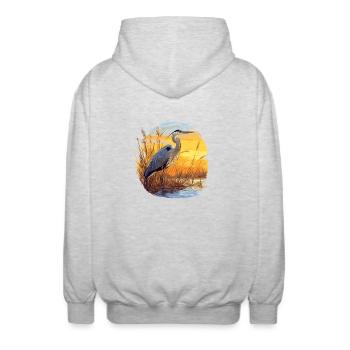 Heron Reiher - Unisex Kapuzenjacke - Hellgrau meliert - Hinten - AI Model Male 185 light (185cm)
