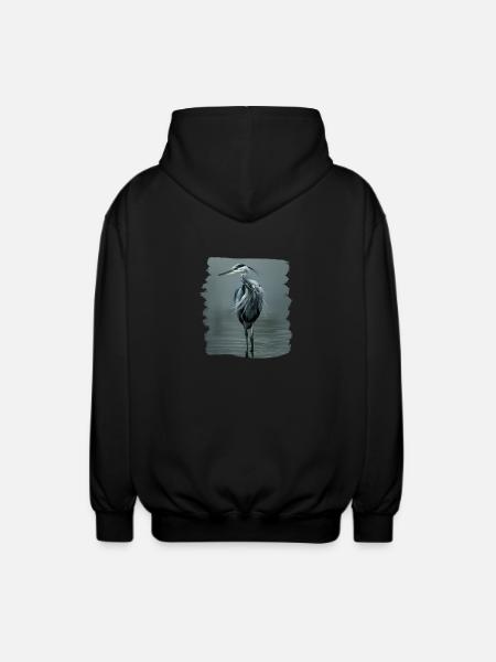 Heron Reiher - Unisex Hooded Jacket - black