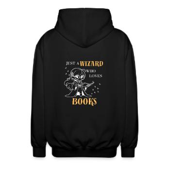 Wizard who loves books Books Gift Idea - Unisex Hooded Jacket - black - Back - AI Model Male 185 light (185cm)
