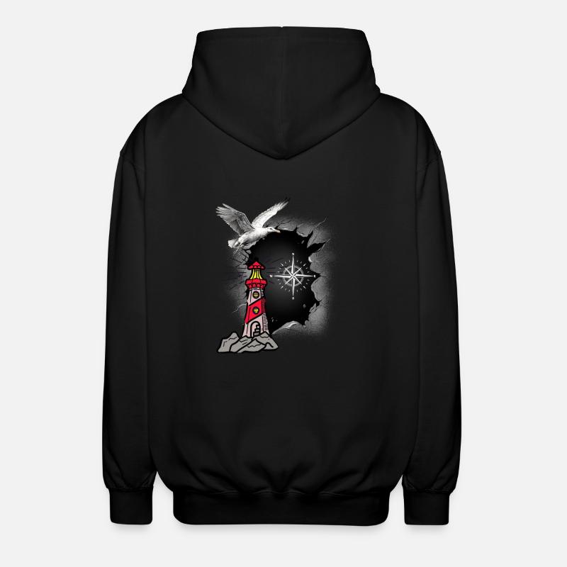 maritim Möwe Kompass Leuchtturm Möwen - Unisex Kapuzenjacke - Schwarz