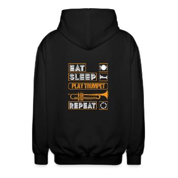 Coole Trompetenkunst Silhouette Lustiger Messing Slogan - Unisex Kapuzenjacke - Schwarz - Hinten - AI Model Male 185 light (185cm)
