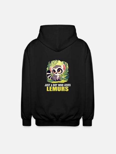 Lemuren Lemurs Lemur - Unisex hættejakke. - sort