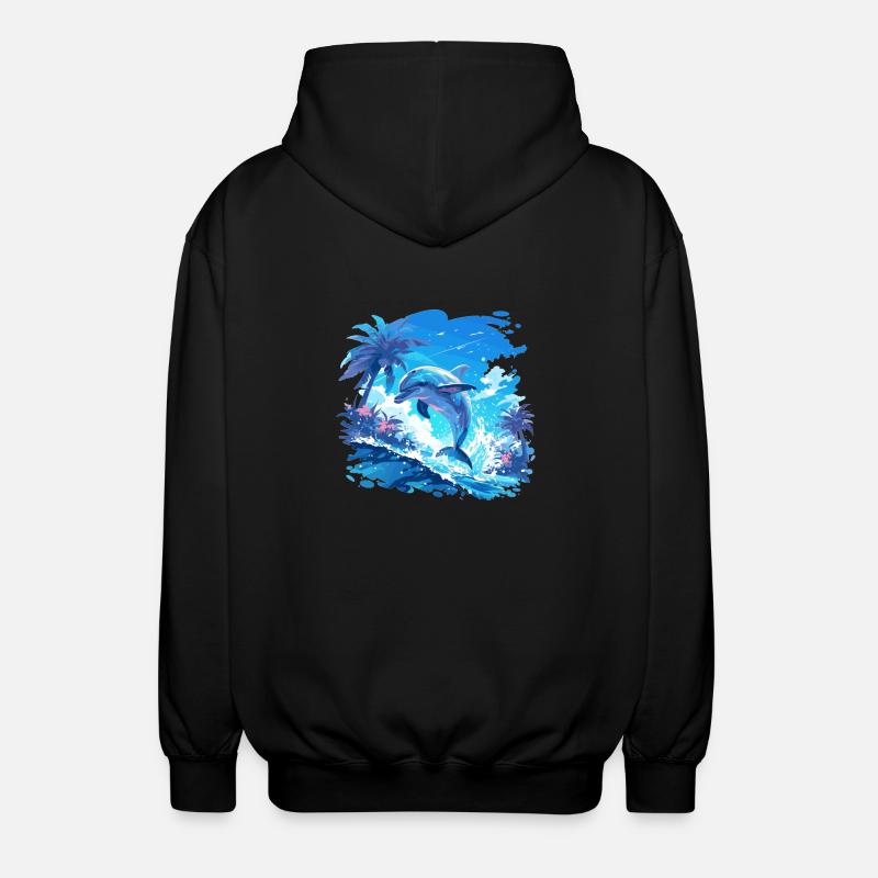 Dolphin Dolphins Dolphin - Unisex Hooded Jacket - black
