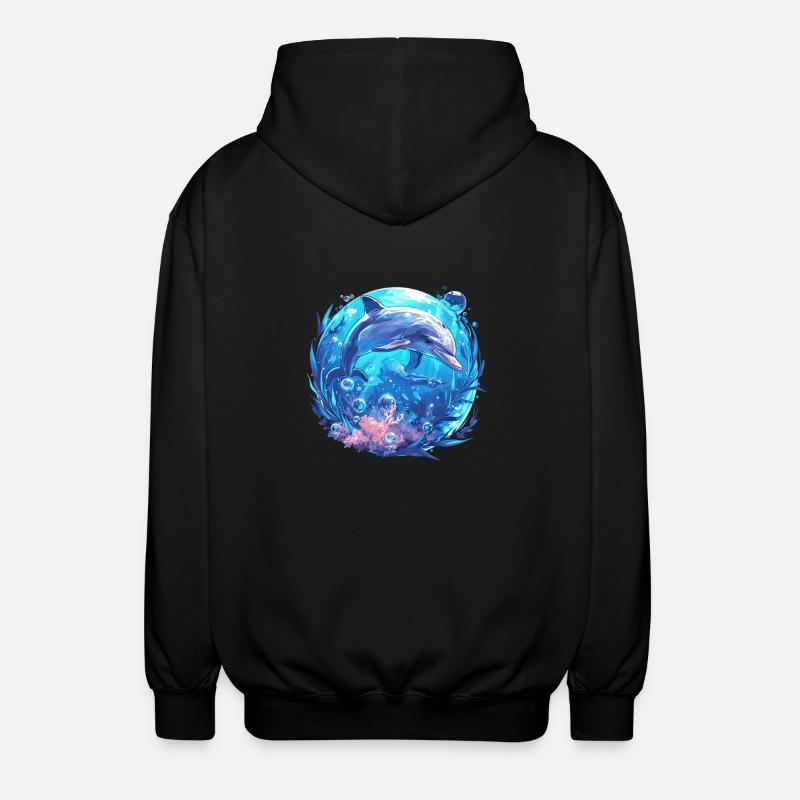 Dolphin Dolphins Dolphin - Unisex Hooded Jacket - black