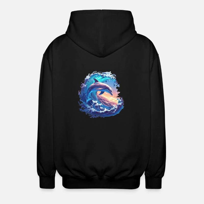 Dolphin Delfine Delfin - Unisex Kapuzenjacke - Schwarz