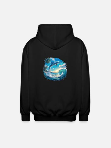 Dolphin Dolphins Dolphin - Unisex Hooded Jacket - black