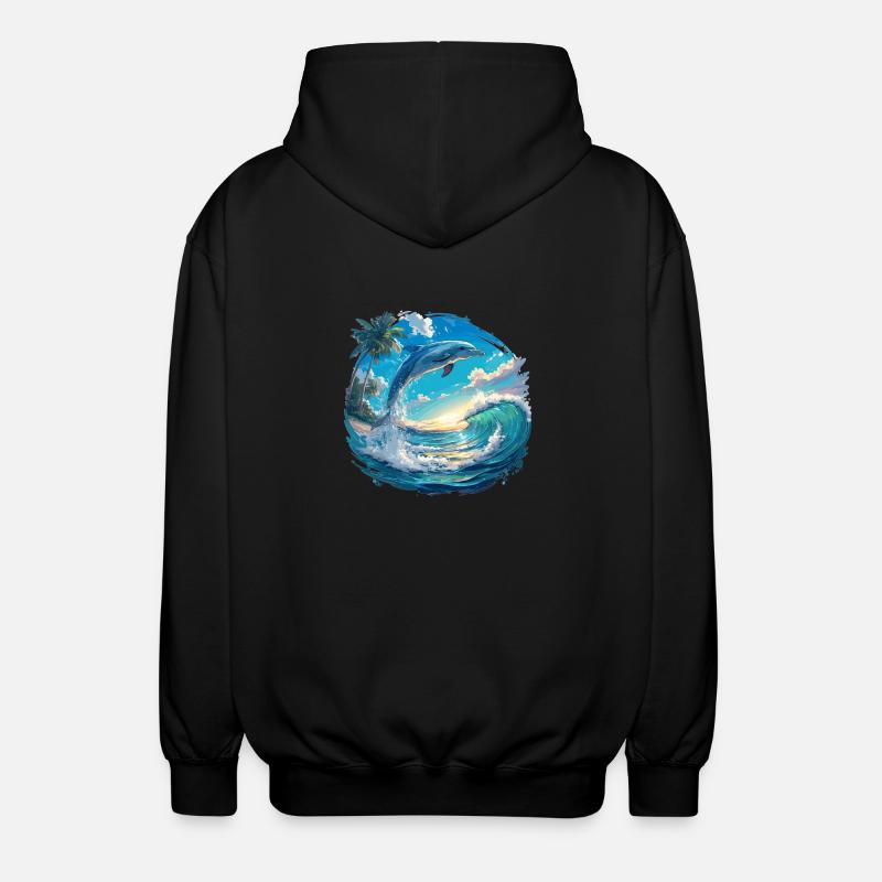 Dolphin Delfine Delfin - Unisex Kapuzenjacke - Schwarz