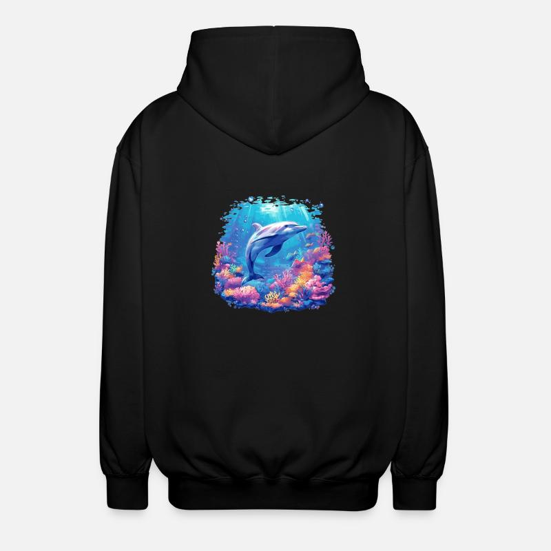 Dolphin Dolphins Dolphin - Unisex Hooded Jacket - black