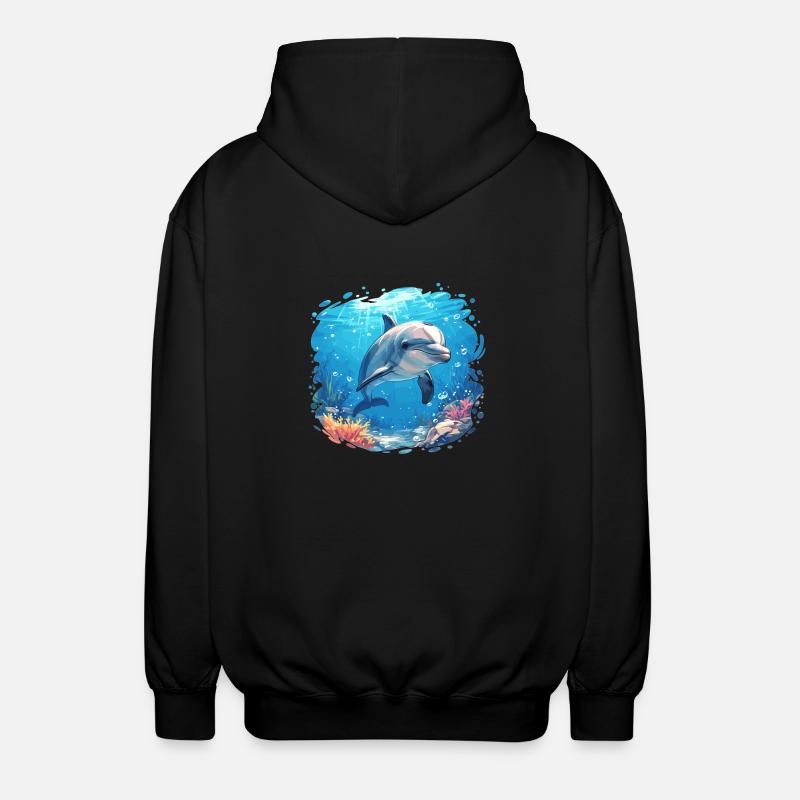 Dolphin Dolphins Dolphin - Unisex Hooded Jacket - black