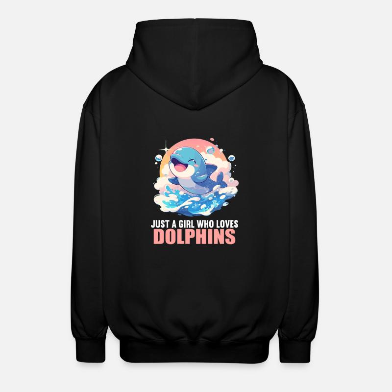 Dolphin Dolphins Dolphin - Unisex Hooded Jacket - black