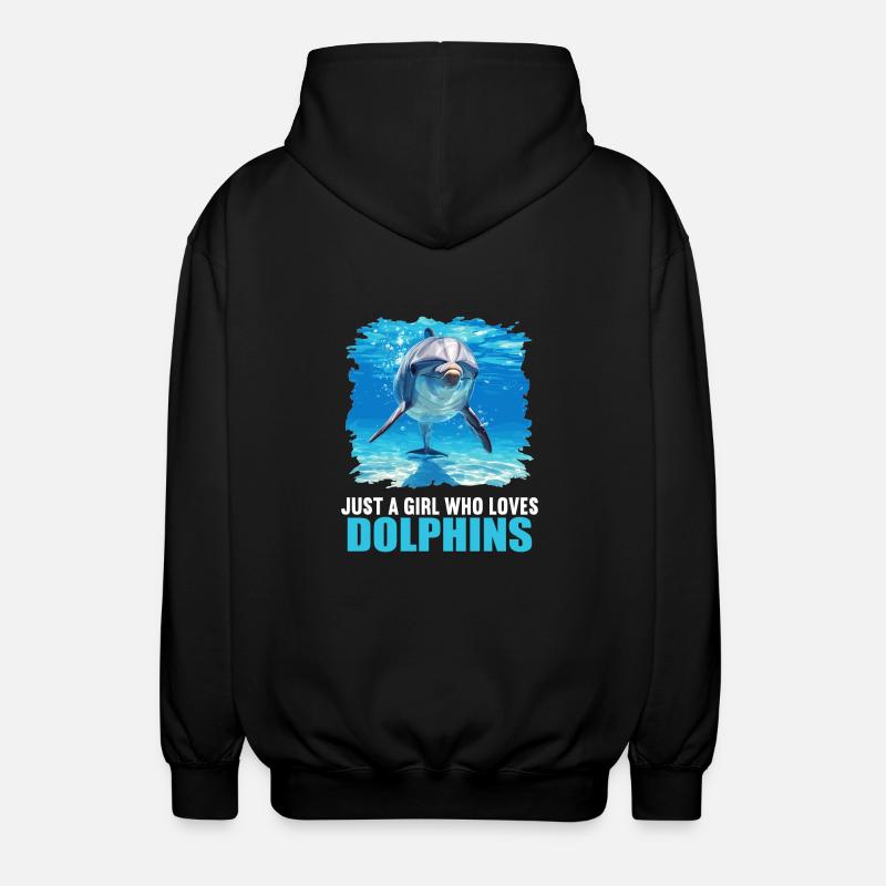 Dolphin Dolphins Dolphin - Unisex Hooded Jacket - black