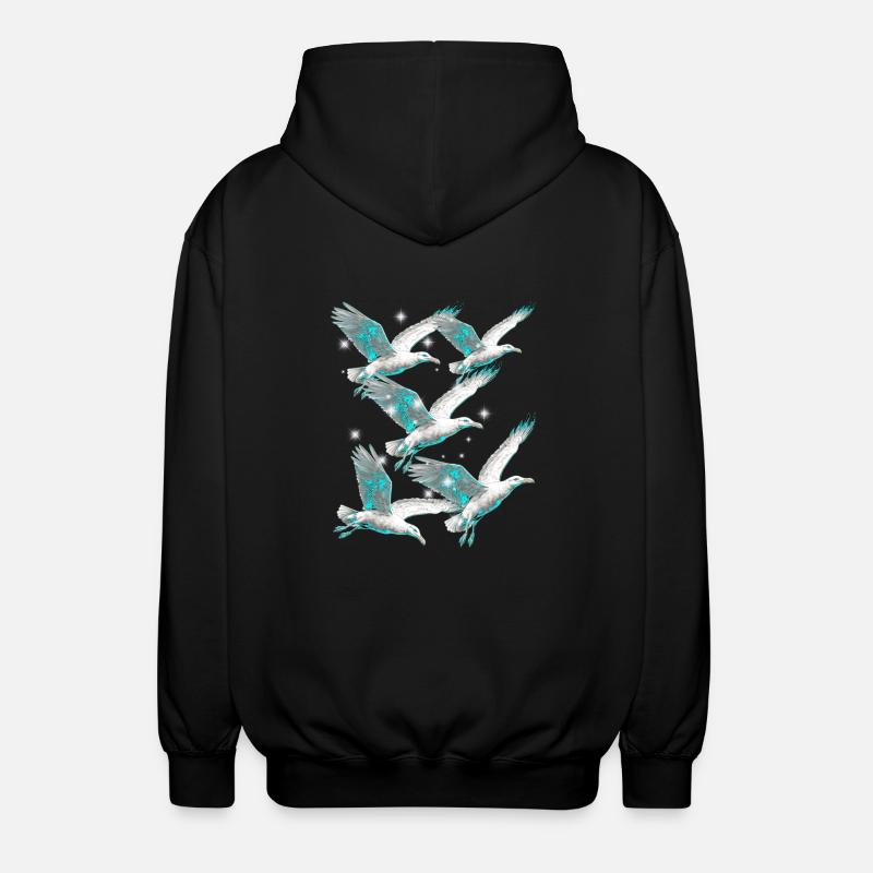 Maritime, Seagulls, Seagulls, Seabirds - Unisex Hooded Jacket - black