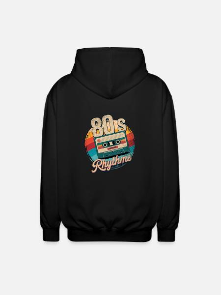 80's rhythm cassette - Unisex Hooded Jacket - black