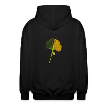 Ginkgo-Blatt-Kunst Ginkgo Feuille Art - Veste à capuche unisexe - noir - Dos - AI Model Male 185 light (185cm)
