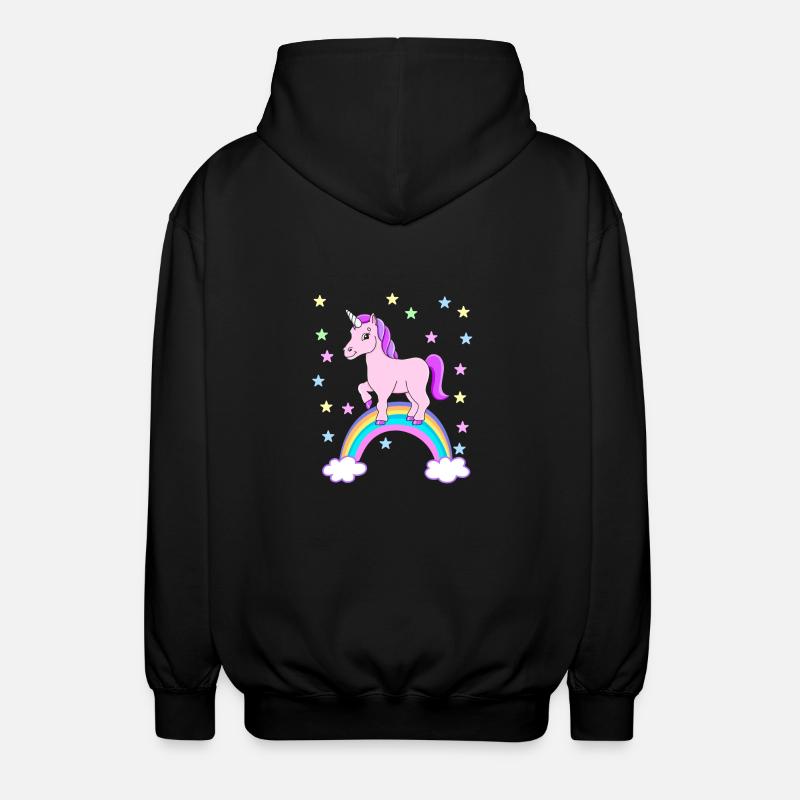 Einhorn Regenbogen Geschenkidee - Unisex Kapuzenjacke - Schwarz
