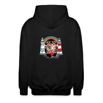 maritim Leuchtturm Leuchttürme Möwe Möwen - Unisex Kapuzenjacke - Schwarz - Hinten - AI Model Male 185 light (185cm)