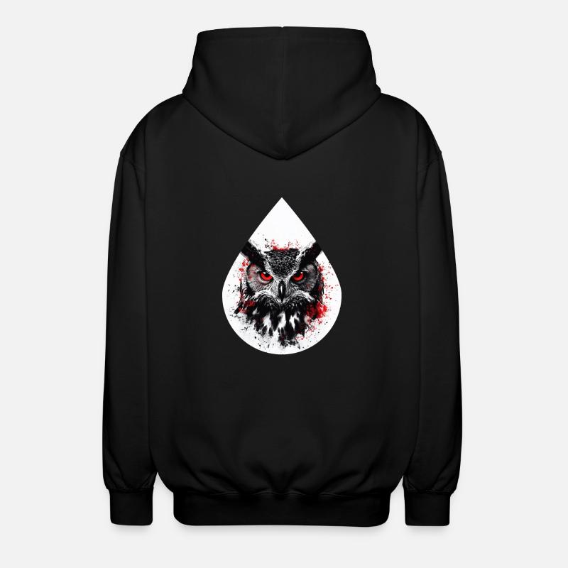Trashpolka Eule Schwarz Rot - Unisex Kapuzenjacke - Schwarz