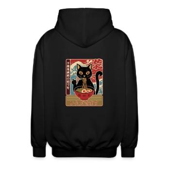 Katze Ramen Nudeln Japanische Ramen Kawaii Katze - Unisex Kapuzenjacke - Schwarz - Hinten - AI Model Male 185 light (185cm)