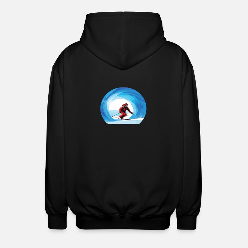 Avventura sugli sci sulla neve - Felpa unisex con cappuccio - nero