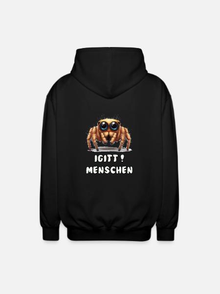 Funny spider with saying - Unisex Hooded Jacket - black