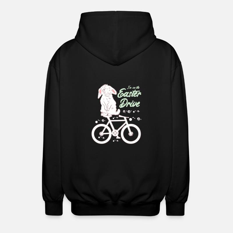 Easter bunny with bicycle - Unisex Hooded Jacket - black