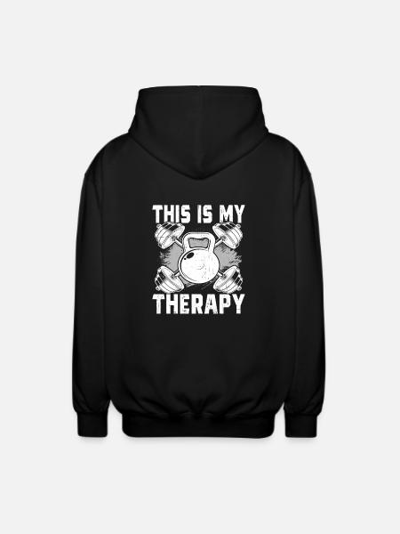 Fitness is my therapy - Unisex Hooded Jacket - black