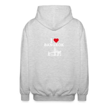 Thaïlande I Love Bangkok Golden Gate Bridge Drapeau - Veste à capuche unisexe - gris clair chiné - Dos - AI Model Male 185 light (185cm)